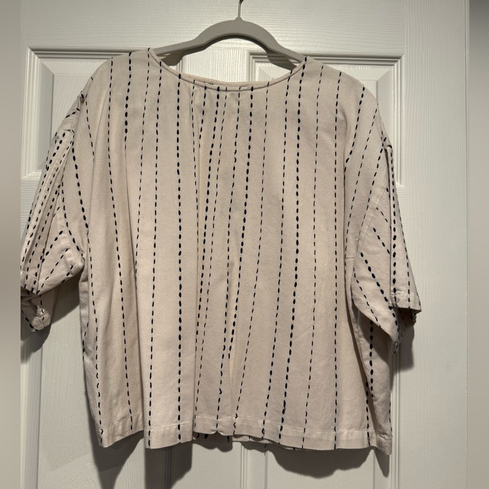 J. Jill Cream Boxy Blouse with Short Sleeves